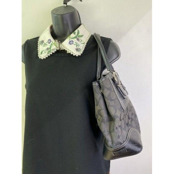 coach bag gray black fabric tote - Picture 4 of 10